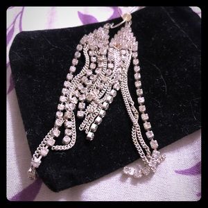 Long silver and clear stone earrings